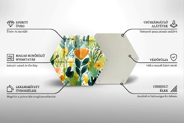 Üveg vágódeszka Festett virágok