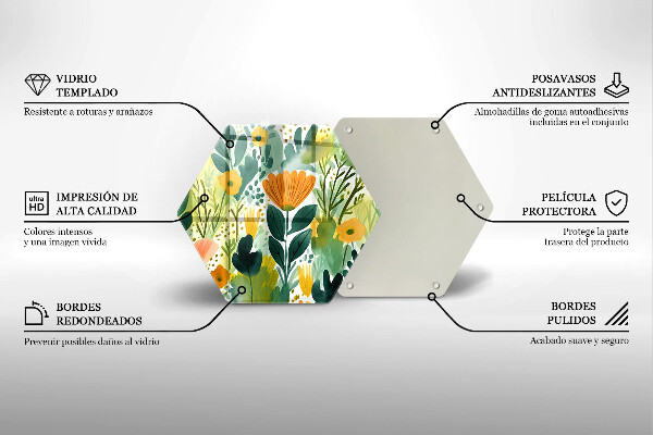 Üveg vágódeszka Festett virágok