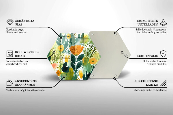 Üveg vágódeszka Festett virágok