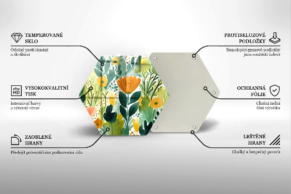 Üveg vágódeszka Festett virágok