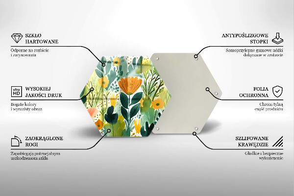 Üveg vágódeszka Festett virágok