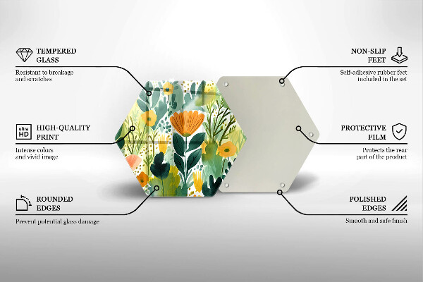 Üveg vágódeszka Festett virágok