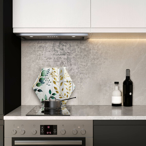 Üveg vágódeszka Zöld és arany levelek