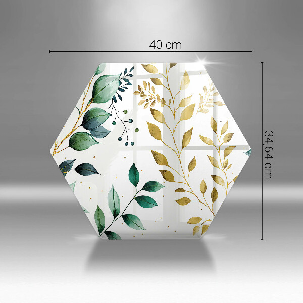 Üveg vágódeszka Zöld és arany levelek