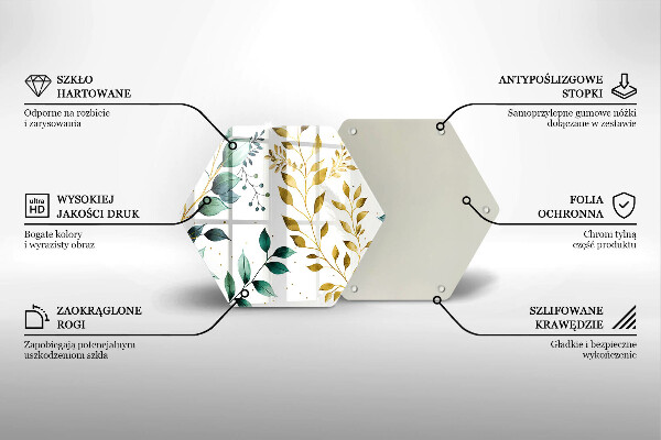 Üveg vágódeszka Zöld és arany levelek