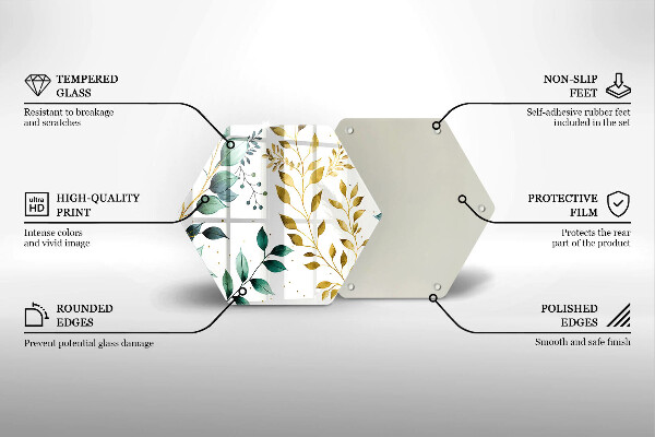 Üveg vágódeszka Zöld és arany levelek