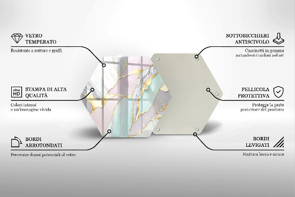 Üveg vágódeszka Pasztell márvány