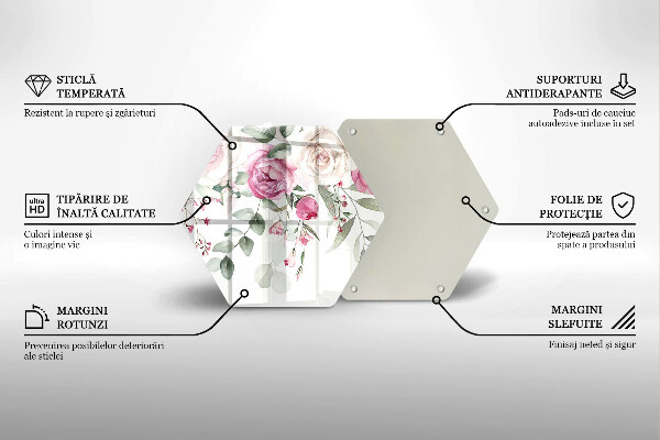 Üveg vágódeszka Akvarell rózsák