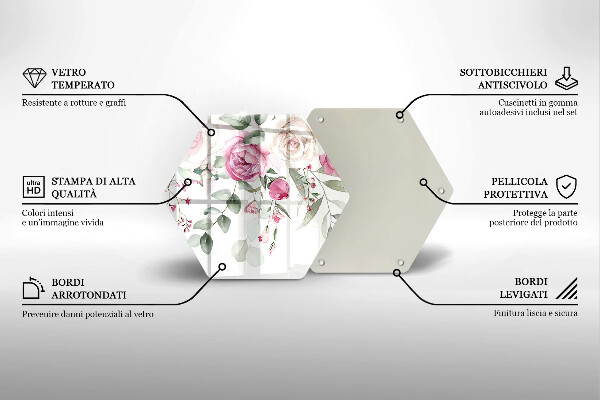Üveg vágódeszka Akvarell rózsák