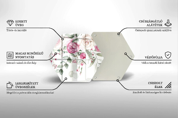 Üveg vágódeszka Akvarell rózsák