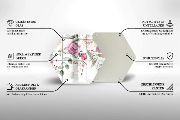 Üveg vágódeszka Akvarell rózsák