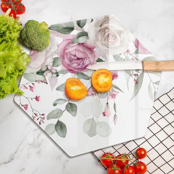 Üveg vágódeszka Akvarell rózsák