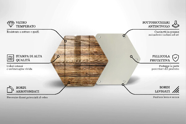 Üveg vágódeszka Fa textúra táblák