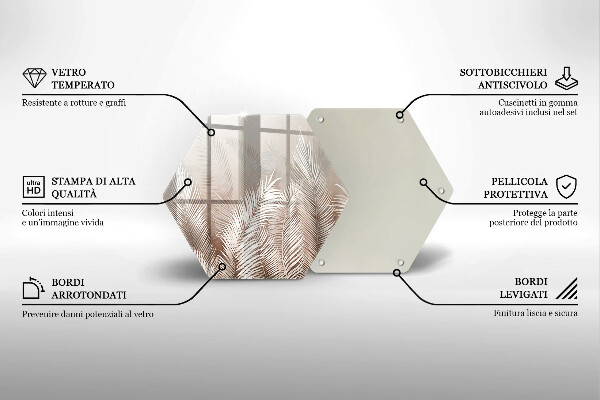 Üveg vágódeszka Boho növényzet levelei