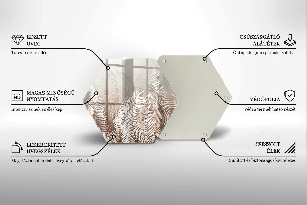 Üveg vágódeszka Boho növényzet levelei