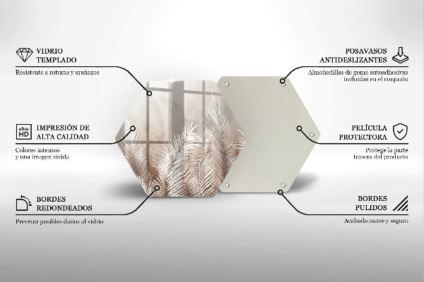 Üveg vágódeszka Boho növényzet levelei