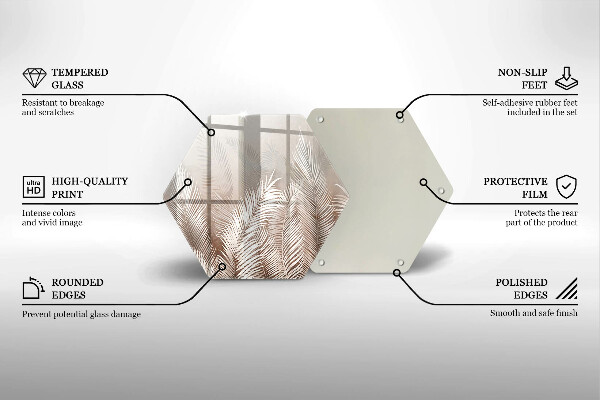 Üveg vágódeszka Boho növényzet levelei