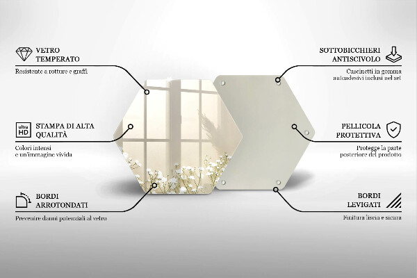 Üveg vágódeszka Gipsz boho virágok