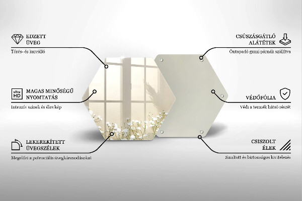 Üveg vágódeszka Gipsz boho virágok