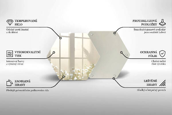 Üveg vágódeszka Gipsz boho virágok