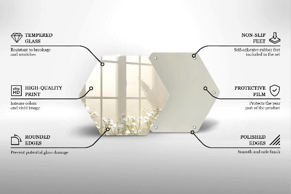 Üveg vágódeszka Gipsz boho virágok