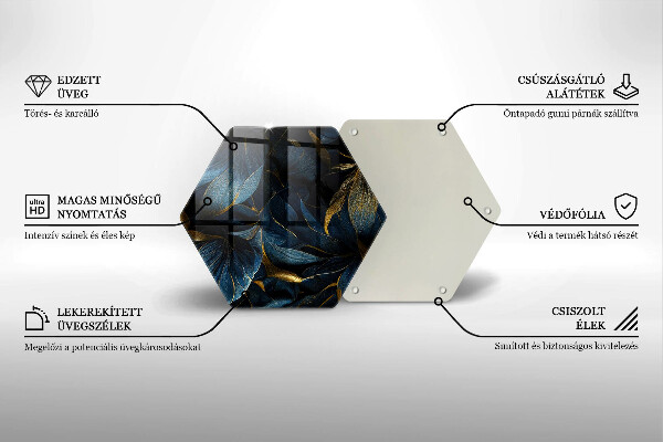 Üveg vágódeszka Dekoratív levelek arannyal