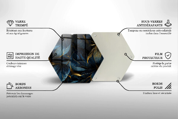 Üveg vágódeszka Dekoratív levelek arannyal