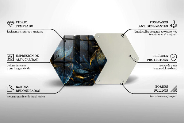 Üveg vágódeszka Dekoratív levelek arannyal