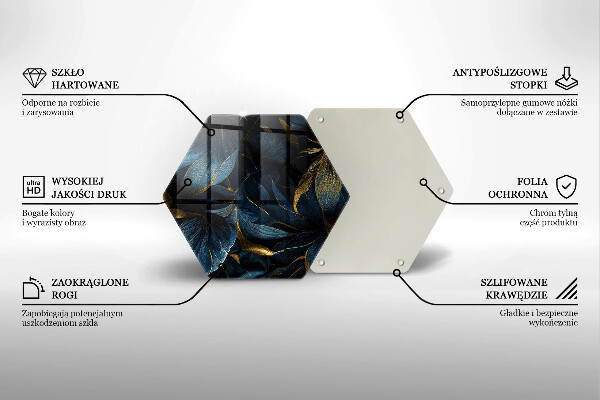 Üveg vágódeszka Dekoratív levelek arannyal