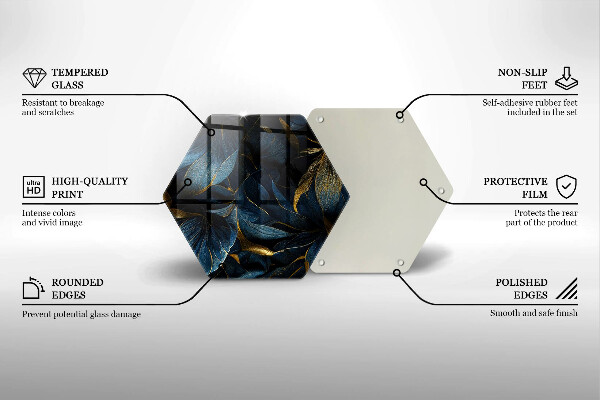 Üveg vágódeszka Dekoratív levelek arannyal