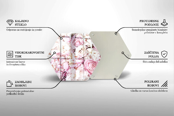 Üveg vágódeszka Bazsarózsa csokor