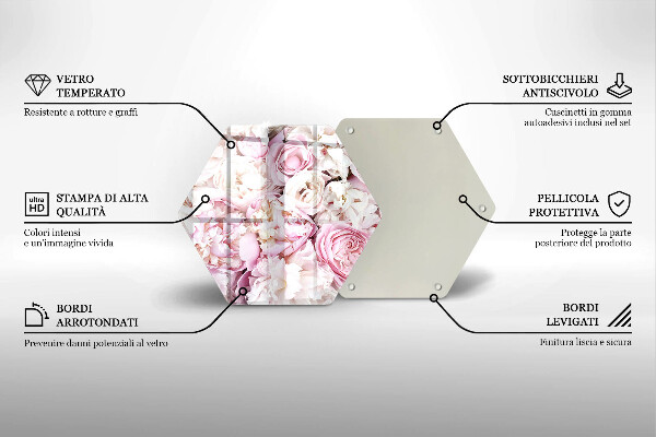 Üveg vágódeszka Bazsarózsa csokor