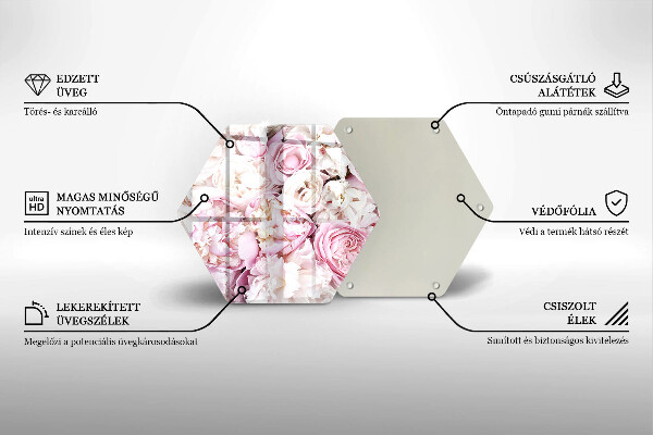 Üveg vágódeszka Bazsarózsa csokor