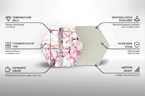 Üveg vágódeszka Bazsarózsa csokor