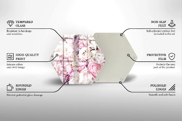 Üveg vágódeszka Bazsarózsa csokor