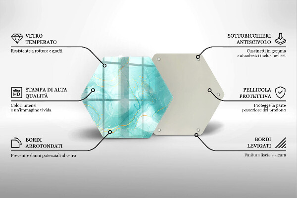Üveg vágódeszka Kék és arany absztrakció