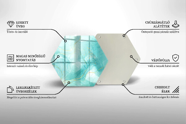 Üveg vágódeszka Kék és arany absztrakció