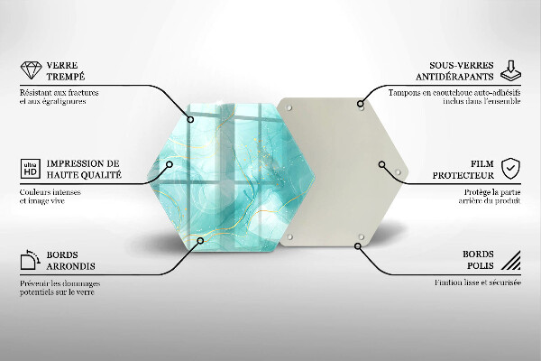 Üveg vágódeszka Kék és arany absztrakció