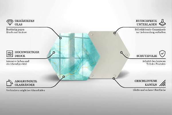 Üveg vágódeszka Kék és arany absztrakció