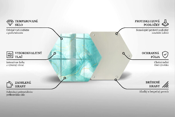 Üveg vágódeszka Kék és arany absztrakció