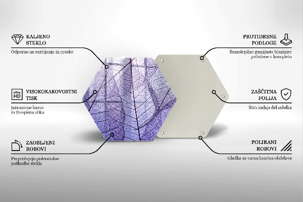 Üveg vágódeszka Levelek erekkel