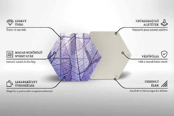 Üveg vágódeszka Levelek erekkel