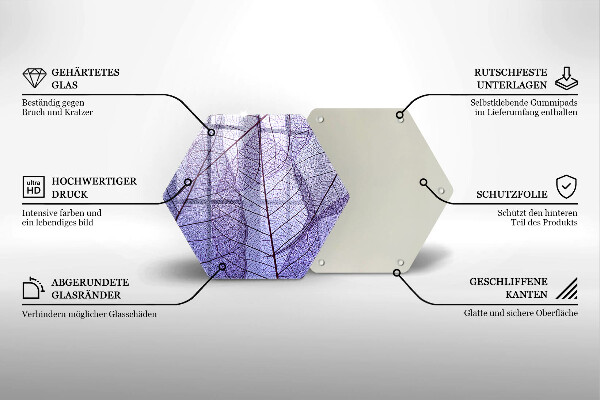Üveg vágódeszka Levelek erekkel