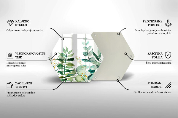 Üveg vágódeszka Növény levelek illusztráció