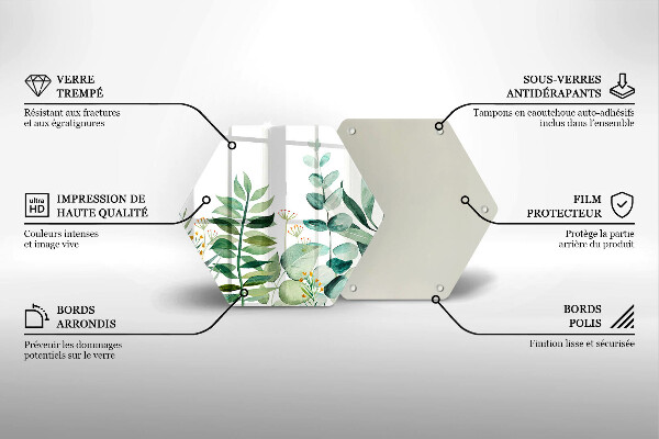 Üveg vágódeszka Növény levelek illusztráció