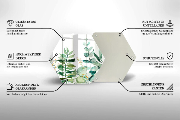 Üveg vágódeszka Növény levelek illusztráció