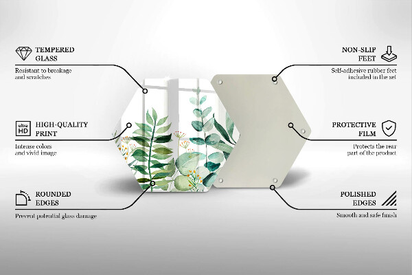 Üveg vágódeszka Növény levelek illusztráció