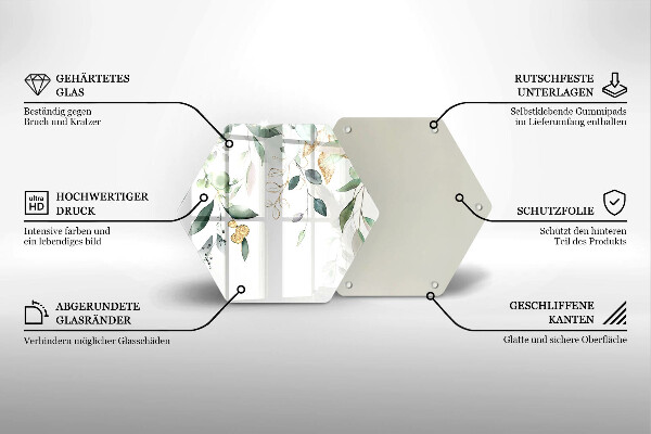 Üveg vágódeszka Akvarell levelek