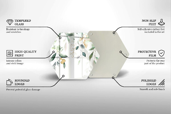 Üveg vágódeszka Akvarell levelek