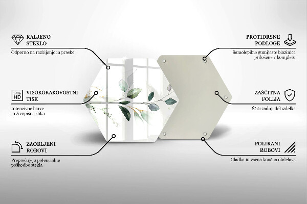 Üveg vágódeszka Akvarell levelek